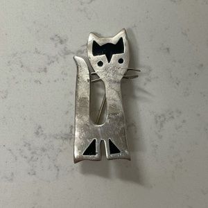 Vintage Sterling Cat Pin